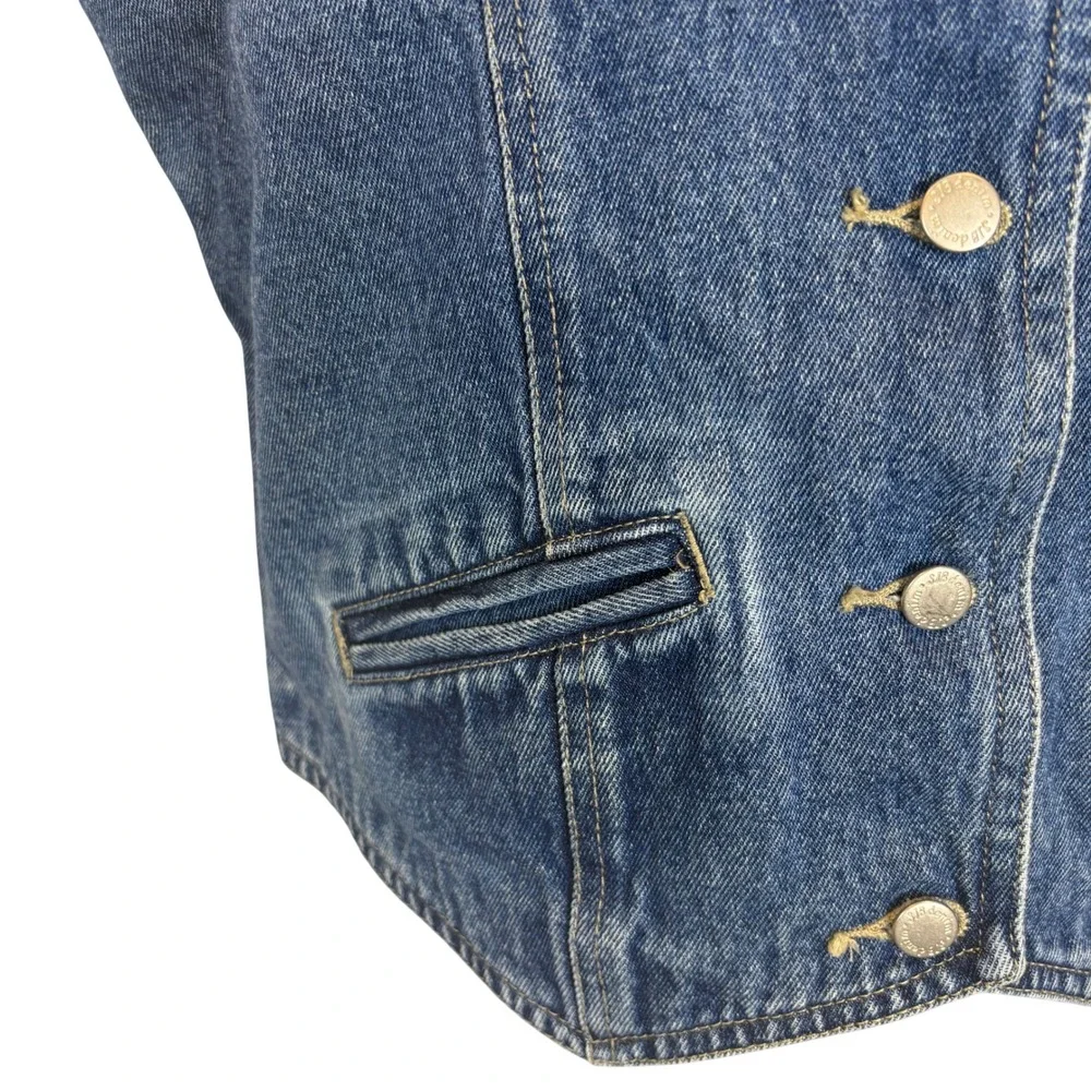St Johns Bay Womens Denim‎ Button Front Vest Western Rodeo Americana Size Medium